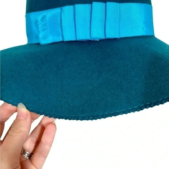 NEW NWT Lola Hats of NY Pinked Fedora 7199 100% Rabbit Hair Wool in Peacock - Picture 6 of 14